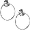 YOHOM Suction Cup Towel Ring Hand Towel Holder for Bathroom Vacuum Suction Washcloth Holder Dish Towel Hanger for Shower Wall No Drill Stainless Steel Brushed Finish, 2 PCS