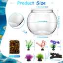 3 Gallon Plastic Betta Fish Bowl with 6 Pcs Artificial Plastic Plants and 500g Decorative Gravel, Betta Fish Tank and Decoration Accessories Small Large Bowl Ornaments Starter Kit