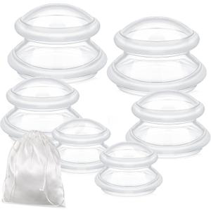 TrelaCo 6 Pcs Cupping Kit for Massage Therapy 3 Sizes Silicone Cupping Set Chinese Massage Therapy for Studio Household Cellulite Joint Pain Muscle Pain(Clear)