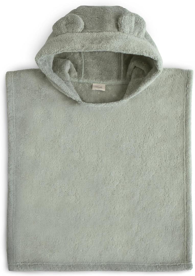 mushie Poncho Towel for Toddlers and Kids (Moss) | Organic Terry Cotton | Ages 1-3 Years