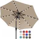 ABCCANOPY Durable Solar Led Patio Umbrellas with 32LED Lights 9FT (khaki)
