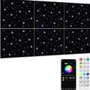 6 Pack Acoustic Panels, Self-Adhesive Soundproof Wall Panel with Fiber Optic Starlight Flashes, Wall and Celling Decoration for Studio Office Home- Fire & Noise Proof(APP Control, 72"  48")