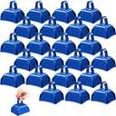 Zhengmy 24 Pcs Metal Cowbells Noisemakers with Handles, Cow Bells Noise Makers for Sporting Events 3 Inch Bulk Cheering for Football Baseball Games Team Wedding Celebrations(Blue)
