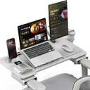 Newtral Home Office Laptop Desk for T-Shape Office Chair, Adjustable Portable Table Tray with Wrist Rest, Mouse Pad and Cup Holder, Stand for Working, Writing and Gaming (Grey, Standard) (Gray)