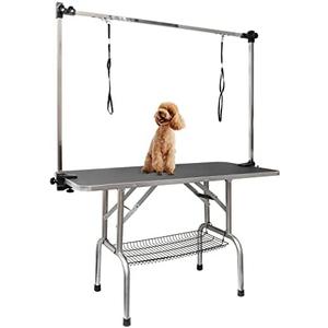 ROOMTEC 36" Dog Grooming Table,Foldable Home Pet Bathing Station with Adjustable Height Arm/Noose/Mesh Tray