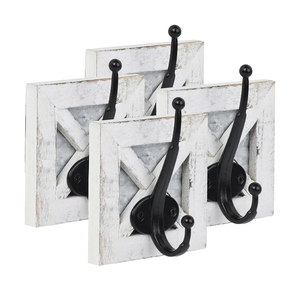 Autumn Alley Farmhouse Bathroom Decor White Hooks, Towel, Coat, and Robe Hooks for Bathroom Farmhouse Wall Mounted, Rustic Wall Decor, 4 Pack, White