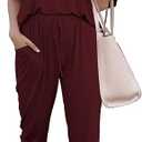 PRETTYGARDEN Women's Two Piece Lounge Sets 2025 Spring Summer Jogger Pants Vacation Outfits Travel Airplane Matching Clothes Size L