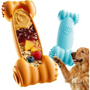 FOXMM 2-Pack Freeze Toys for Dogs Slow Feeder Dog Lick Bone Indestructible Chew Toy for Aggressive Chewers,Puppy Teething Relief,Fillable Enrichment Treat Toy Suitable for Small & Medium Breed(Nylon)