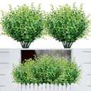 petalyn 10 Bundles Artificial Boxwood Stems Outdoor Artificial Greenery UV Resistant Foliage Plants, Faux Boxwood Shrubs Grass for Farmhouse Office Garden Wedding Window Patio Home Decor
