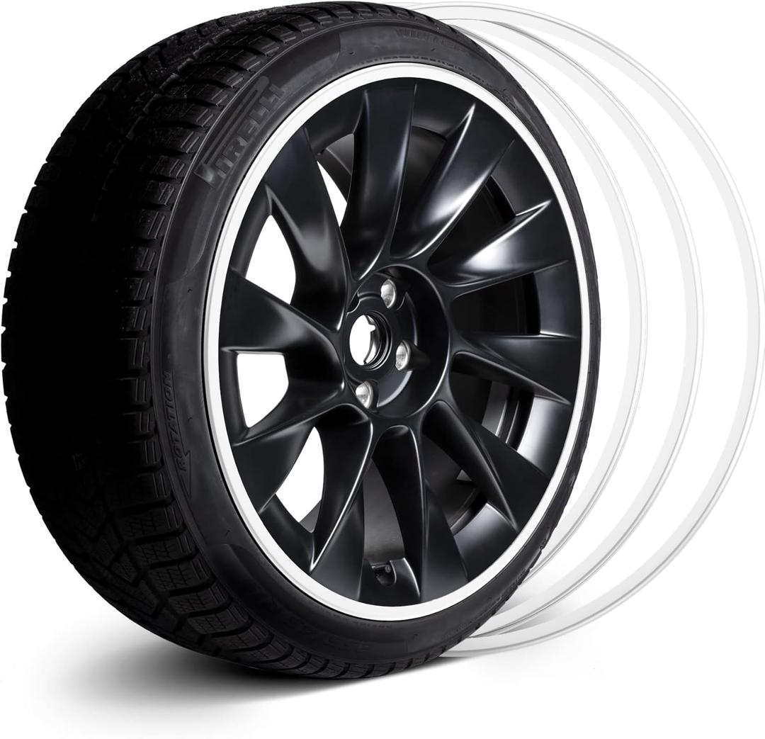 Automotive Alloy Wheel Rim Protector - Covering The Entire Rim of The Wheel hub - Strips for Curb Rash Prevention - Set of 4 Rim Protector Easy to Install(21'',White)