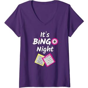 Womens Bingo; It's Bingo Night V-Neck T-Shirt, Size: XL