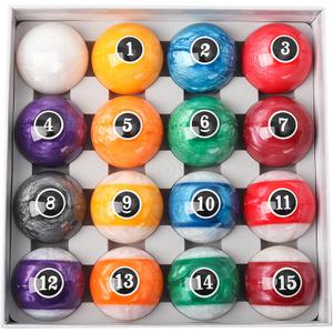 GSE Games & Sports Expert 2 1/ 4-Inch Professional Regulation Size Billiards Balls Set, Standard Set of 16 Pearl Style Pool Balls for Billiard Table, Pool Table Accessories, Pearl Style Balls