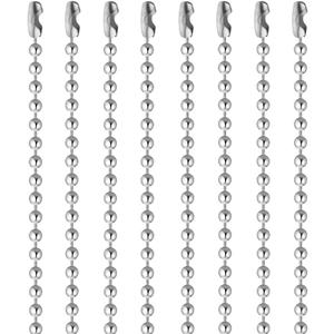 Pack of 50 Ball Bead Chain, Dog Tag Chain Necklace Bulk 24 inches Silver Nickel Plated Ball Chain for Jewelry Making DIY Crafts 2.4mm Bead Adjustable Metal Pull Chain with Matching Connector
