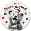 4 x Bear Christmas Ornaments 2025 - Forest Animals Ornaments for Christmas Tree Decorations, Unique Xmas Gifts for Bear Lovers Friends Mom Family, Woodland Animal Lovers Gifts for Women Men