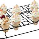 Hiceeden 20 Holes Ice Cream Cone Stand, Non-Stick Cupcake Cone Baking Rack, Metal Ice Cream Holder Cupcakes Pastry Tray for Baking, Cooling, Displaying, Serving Treats