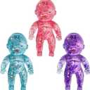 Glitter Doll Squishies Stress Ball, Squishy Babies Sensory Fidget for Stress Relief, Soft Cute Squeeze, Portable Desk Decor & Relaxing Gift for Adults (3-Color Mixing)