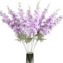 8PCS Purple Delphinium Artificial Flowers 33.5in Long Stem Larkspur Fake Silk Flowers for Tall Vase Faux Flowers for Home Wedding Baby Shower Floral Arrangement Centerpiece Table Decor (Purple)