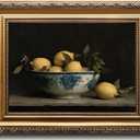 RETRART Vintage Lemon Wall Decor Lemon Still Life Canvas Art Print in Antique Gold Frame Vintage Fruit Painting, Rustic Farmhouse Kitchen Decor, Ready to Hang Wall Art for Dining Room, 9x12 Inch
