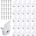 25Pcs Mirror Hangers for The Wall, Mirror Holder Clips, Clear Plastic Mirror Mounting Clips, Glass Retainer Clips Kit Crystal Mirror Hanging Hardware Frameless Kit for Wall and Fixed Mirror Box Door
