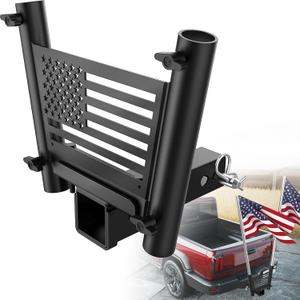 Heavy Duty Dual Hitch Flag Pole Holder for Standard 2 Inch Receivers Flag Pole for Truck SUV RV Pickup Camper Trailer Flag Pole Mount Kit