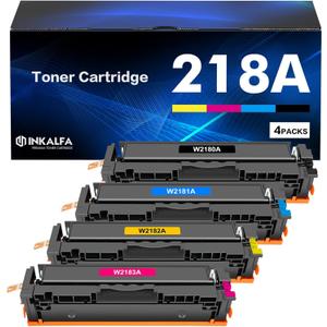 218A Toner Cartridges 4 Pack 218X Compatible for HP 218A 218X Color Laserjet Pro MFP 3301fdw 3301cdw 3301sdw Pro 3201dw Series Printer High Yield W2180A Ink Set (B/C/Y/M)