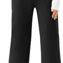 Womens Wide Leg Yoga Pants Casual Work Dress Pants Lounge Sweatpants High Waist Comfy Loose Trousers with Pockets (X-Large, Black)