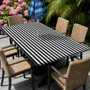 Rectangle Outdoor Tablecloth with Umbrella Hole and Zipper Waterproof Rectangle Fitted Tablecloth with Elastic Edge, Wipeable Outdoor Table Cover for Patio, Garden, Picnic 72" x 30"