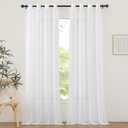 NICETOWN Ivory Sheer 102 inch Curtains for Living Room, Grommet Elegant & Airy Sheer Window Treatments Lightweight Drapes for Living Room/Bedroom, 2 Panels, W54 x L102