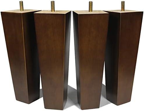 AORYVIC Wood Furniture Legs 8 inch Sofa Legs Set of 4 Square Replacement Legs Brown for MCM Ottoman Armchair Recliner Coffee Table Dresser