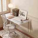 GOYLSER Wall Mounted Desk Folding Table Laundry Fold Table, White Marble Fold Down Work Bench, Foldable Mount Station for Floating Bar, Office, Dining Room, Kitchen, 35" x 20.5"