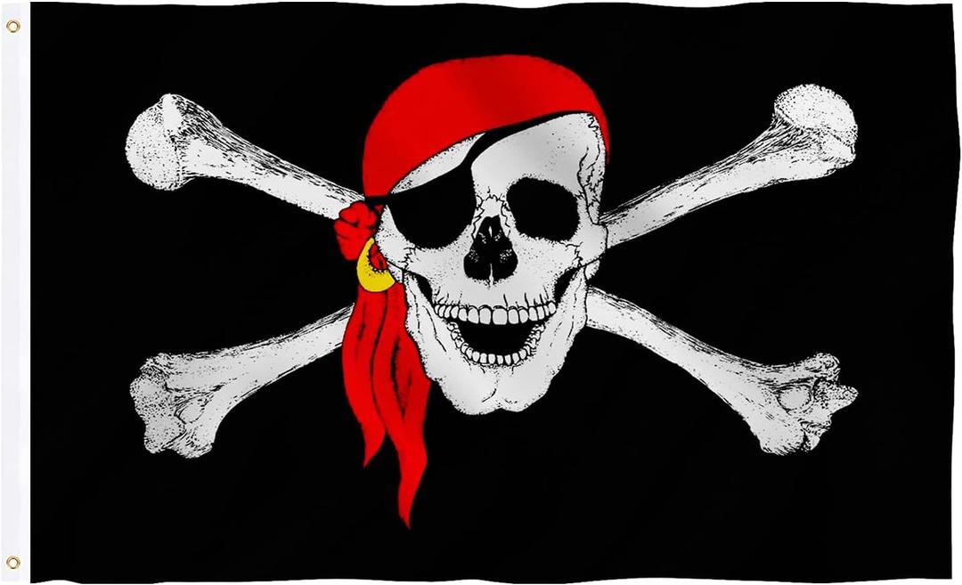 Pirate Flag 3x5 Outdoor Double Sided Heavy Duty Durable 3 Ply Jolly Roger Flags Banner with 2 Grommets