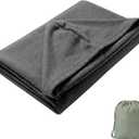 MREKFO Hooded Compression Sleep Sack for Deeper Sleep, Adult Swaddle Blanket with Side Pocket, Machine Washable with Storage Bag for Home, Camping & Travel, Gray, Extra Large