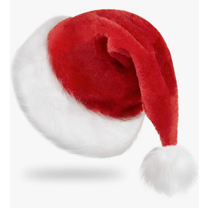 RJVW Christmas Santa Hat for Adults, Thicken Soft Velvet Comfort Classic Santa Claus Hat for New Year Party Headwear Holiday