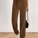 PRETTYGARDEN Women's Pants Dressy Casual 2025 Fall Elastic High Waisted Work Office Corduroy Trouser Slacks with Pockets (Brown)