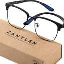Blue Light Glasses Men Rectangle Large Browline Computer Gaming Glasses Blue Blocker Anti-Glare UV400 Protection Clear Lens (52179-black)