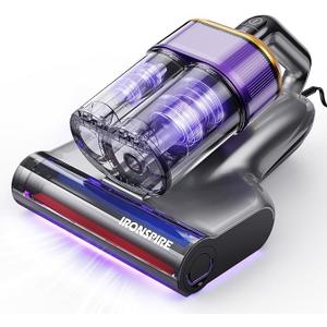 Bed Vacuum Cleaner, Mattress Vacuum with 2 Roller Brushes 253.7nm UV-C Light & Ultrasonic,145°F Heat, HEPA Filter, 18kPa Suction 650W Powerful Handheld Vacuums for Dust & Pet Hair (Corded) Purple