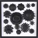 Deco 79 Paper Floral Cluster Shadow Box with Varying Shapes and Sizes, 20" x 2" x 20", White