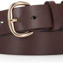 JASGOOD Women Leather Belt for Jeans Pants Gold Buckle Lady Casual Dress Waist Belt (Fit waist size 51"-54")