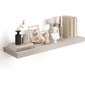 Heimlove 36 Inch Grey Floating Shelves for Wall,10.3 Inch Deep Wood Shelves with Invisible Brackets,Wall Mounted Storage & Display Shelves for Bedroom,Living Room