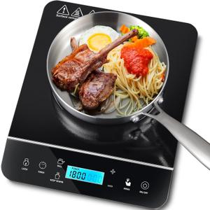 Panana Portable Induction Cooktop Hot Plate Countertop Burner 1800W, 10 Temp Levels, Timer, Auto-Shut-Off, Touch Panel, LED Display, Auto Pot Detection, Child Safety Lock (Blue LCD Screen Dispaly 1)