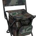 LEADALLWAY Fishing Chair with Cooler Bag Compact Fishing Stool Foldable Camping Chair (Camouflage)