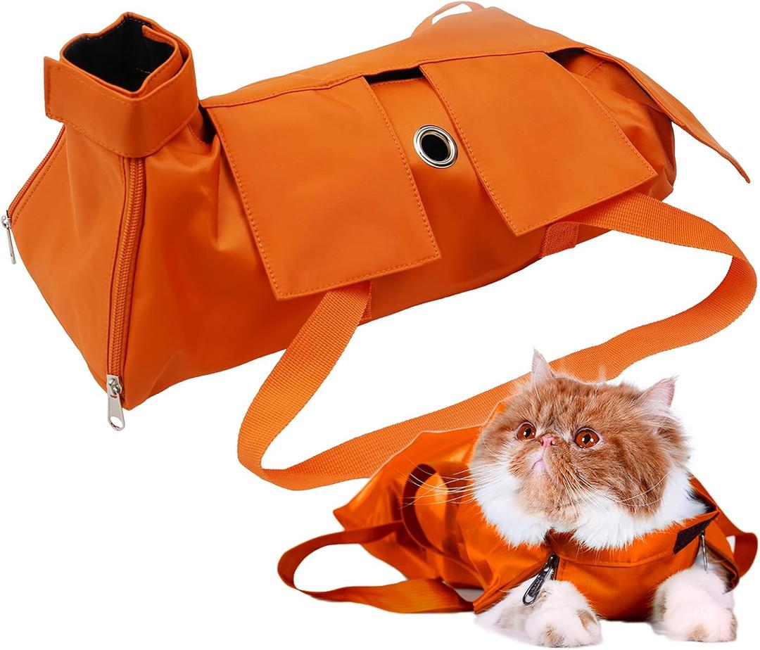 Cats Restraint Bag for Claw Care Nail Trimming Anti-Scratching Grooming Bag for Cats Medical Examination(Orange-s)