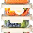 Simple Deluxe Meal Prep Food Containers with Exclusive Glass Lids, Glass Storage Containers with Lids, BPA-Free, Glass Lunch Boxes for Lunch, Pantry Organizers, Freezer to Oven Safe, 4 Pack (Set of 4 370ML Pro Containers)