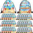 Uoeo 36 Pack End of Year Gifts Bags Summer Drawstring Backpacks Bulk 11.8 x 9.8 Inch Summer Gift Bags Graduation Drawstring Bag for Classroom Summer Vacation Decor Classmate Gifts, 2 Designs