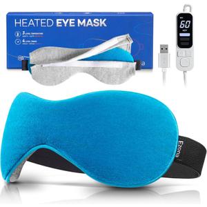 Ezona Heated Eye Mask, Warm Eye Compress Mask for Dry Eyes, USB Electric Eye Heating Pad with Temperature & Timer Control, Dry Eyes, Blepharitis, Sinus Migraine (Blue)