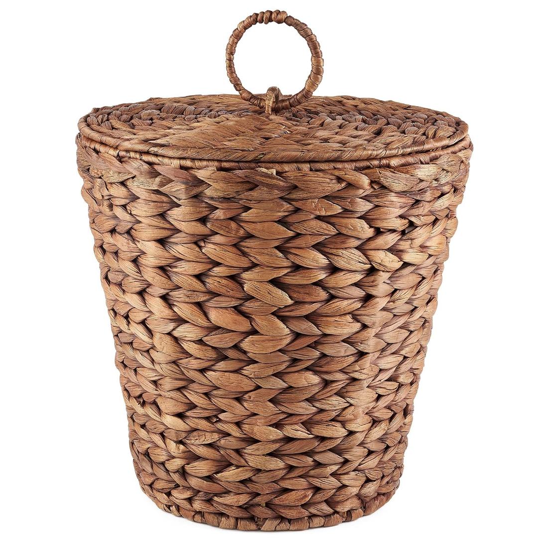 84ECO 3 Gallon Red Brown Wicker Trash Can with Lid and Liner