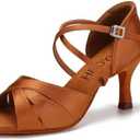 HROYL Women Latin Dance Shoes Professional Practice Performance Ballroom Salsa Dancing Shoes 9