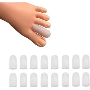 16 Pieces Toe Caps, Toe Protector Toe Covers, Toe Cushion to Protect Toe from Rubbing, Ingrown Toenails, Corns, Blisters, Hammer Toes and Other Painful Toe Problems (White)