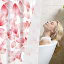Pink Floral Shower Curtain with Hooks, Romantic Pink Petal Rain Bath Curtain, Waterproof Polyester Fabric for Bathroom Decor, 72 x 72 Inch