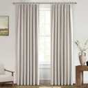 Natural Linen Pinch Pleated Blackout Curtains & Drapes 96 Inch Long Bedroom/Livingroom Farmhouse Curtains 2 Panel Sets, Neutral Track Room Darkening Thermal Insulated 8ft Back Tab Window Curtain (40"W x 96"L (Pack of 2), Natural)